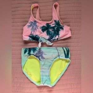 Justice kid Lime and Aqua tropical Bikini Set size 8